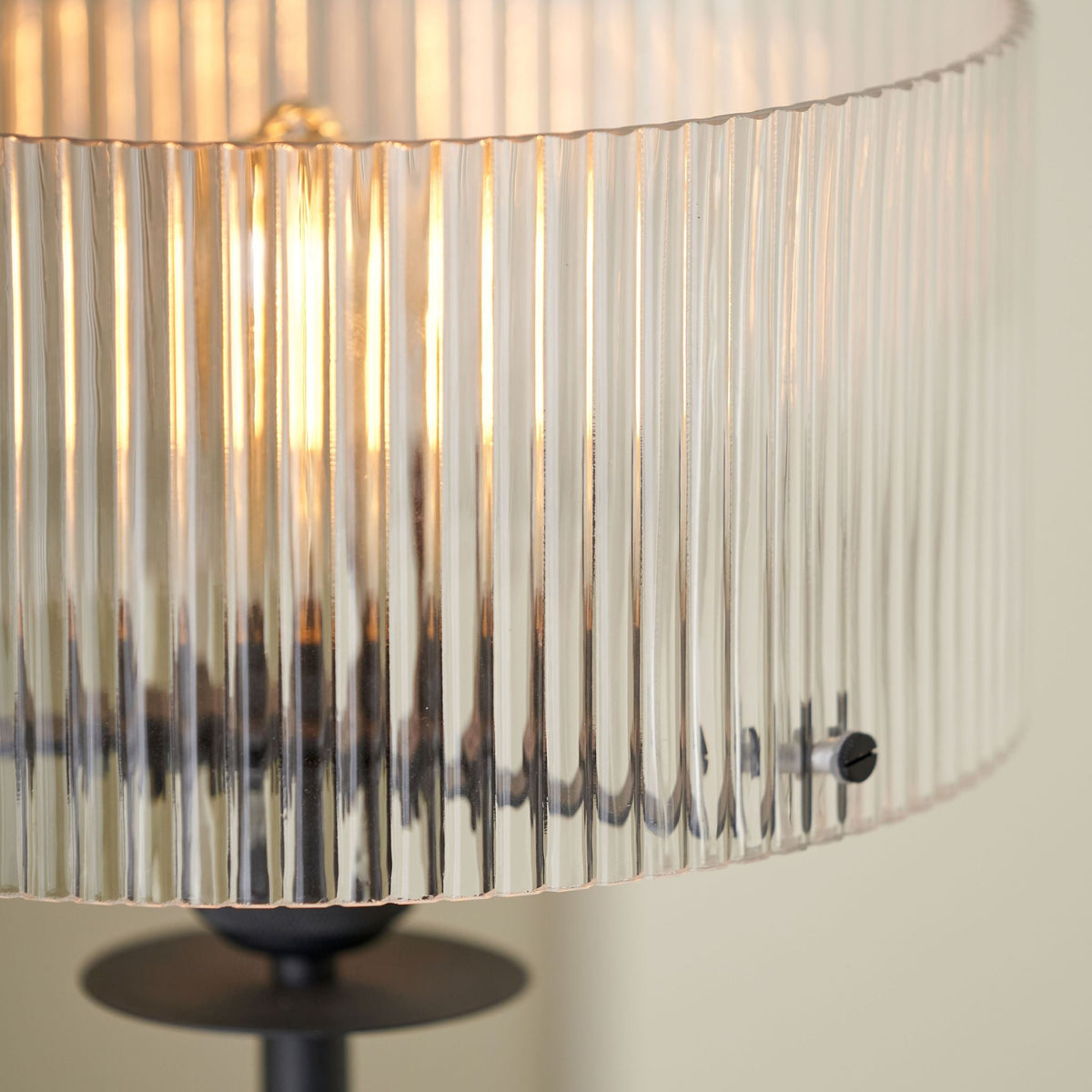 Clara Ribbed Glass Black Metal Round Table Lamp - Clara Ribbed Glass Black Metal Round Table Lamp Table Lamps Sterling Home 3