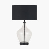 Rowen Clear Bottle Shaped Glass and Black Metal Table Lamp