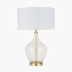 Rowen Clear Bottle Shaped Glass Gold Metal Table Lamp - Rowen Clear Shape Glass Champagne Metal Table Lamp
