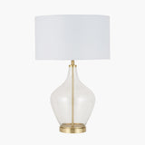 Rowen Clear Bottle Shaped Glass Gold Metal Table Lamp
