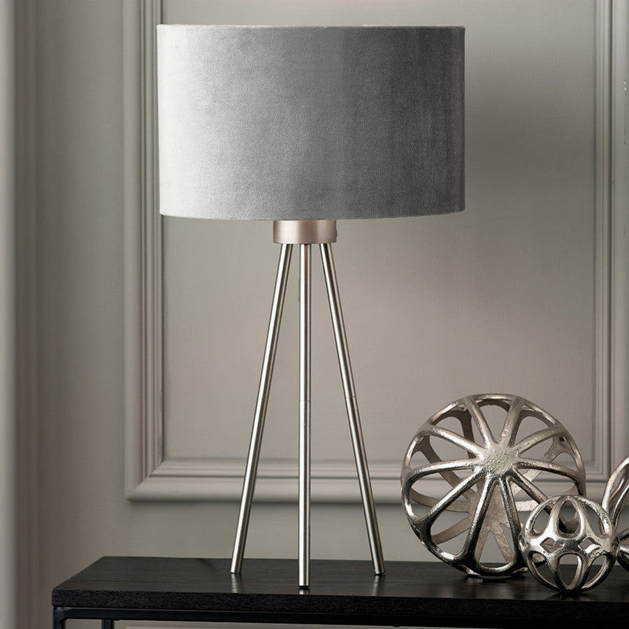Houston Silver Metal Tripod Table Lamp - Houston Brushed Silver Metal Tripod Table Lamp Sterling Home 1
