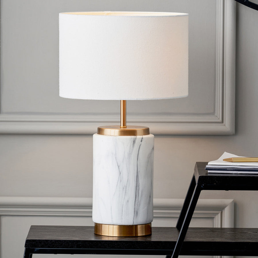 Carrara Gold Marble Effect Ceramic Table Lamp Sterling Home 1