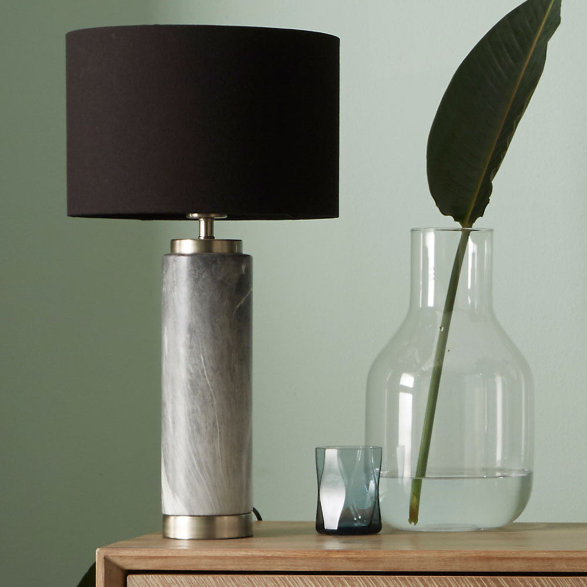Carrara Grey Marble Effect Ceramic Tall Table Lamp Table Lamps Sterling Home 1