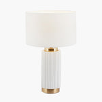 Ionic White Textured Ceramic Gold Metal Table Lamp - Ionic White Textured Ceramic Gold Metal Table Lamp Sterling Home 3