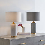 Ionic White Textured Ceramic Gold Metal Table Lamp