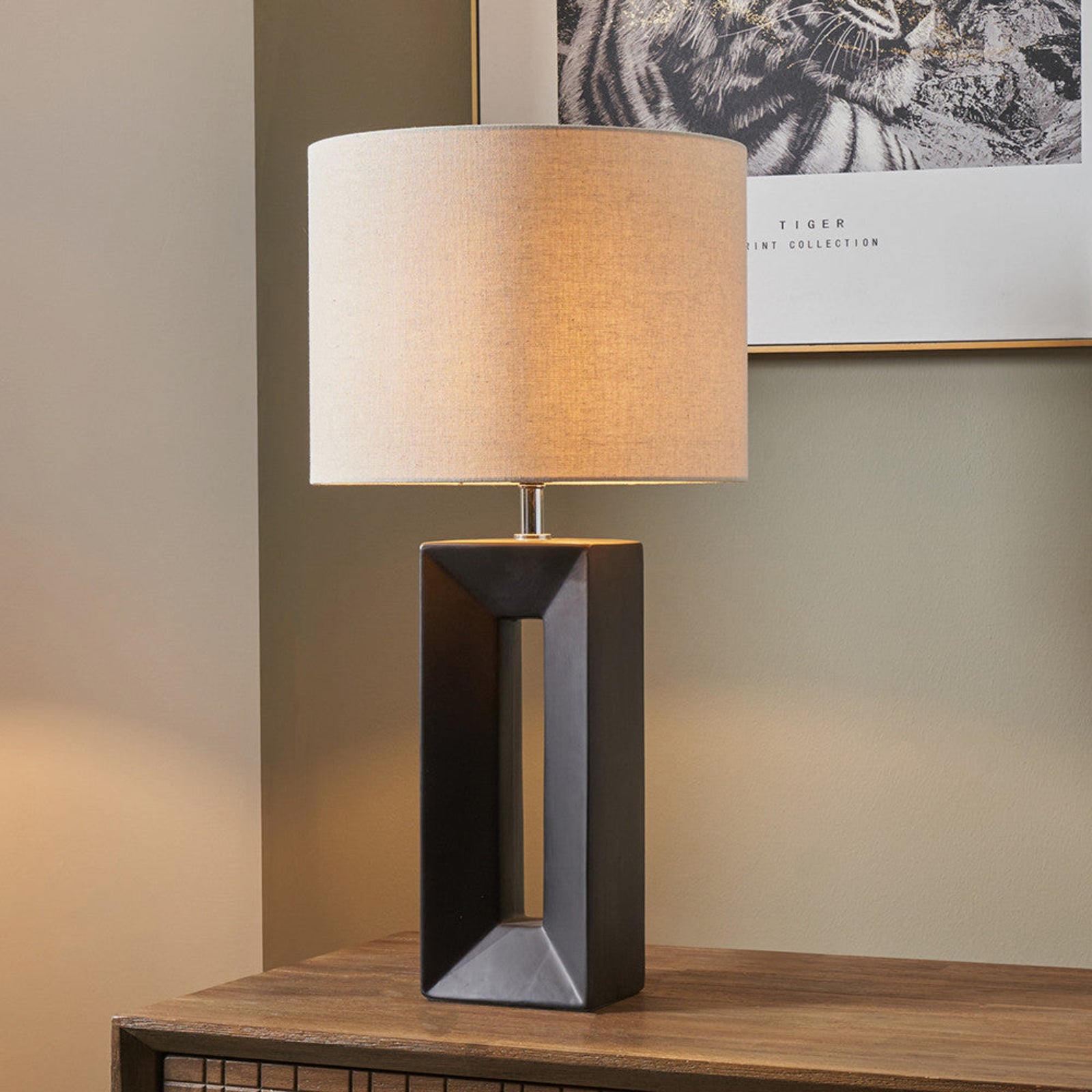 Block Black Ceramic Tall Table Lamp Sterling Home 1