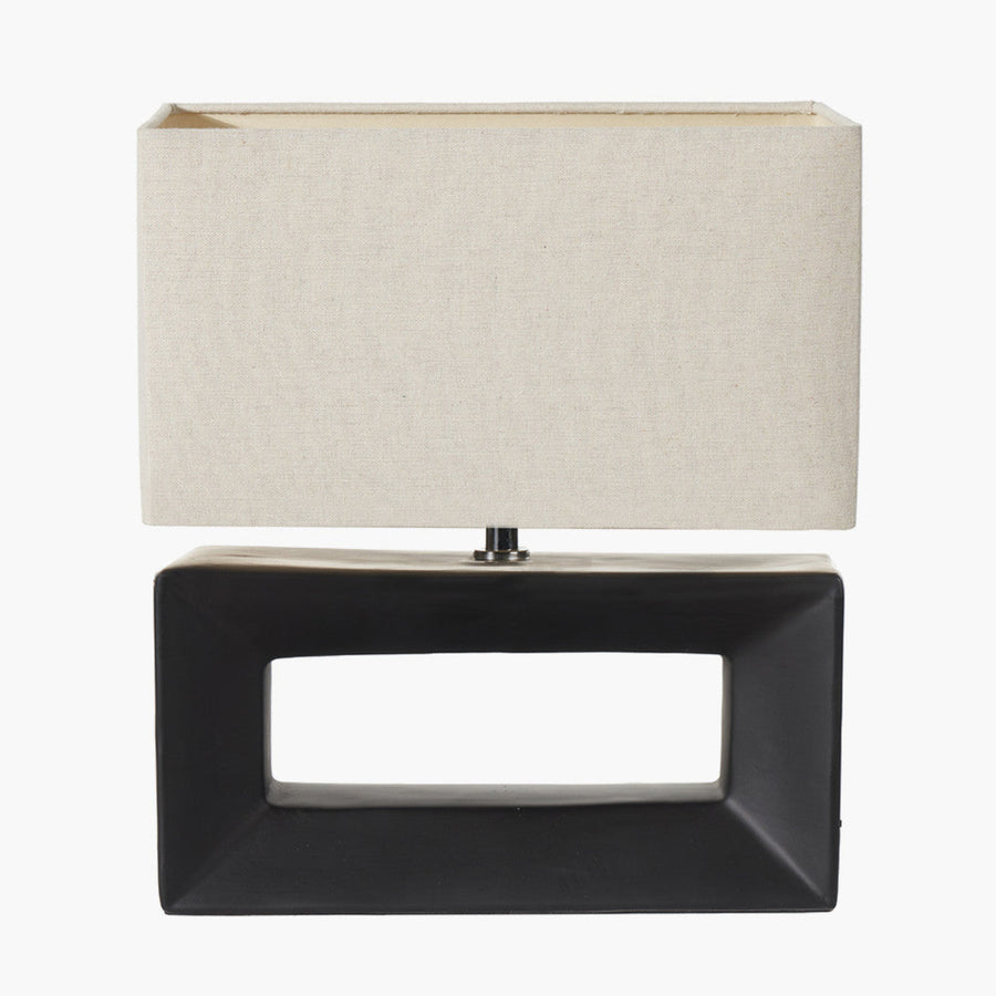 Black Ceramic Rectangular Table Lamp - Block Black Ceramic Rectangular Table Lamp Sterling Home 2