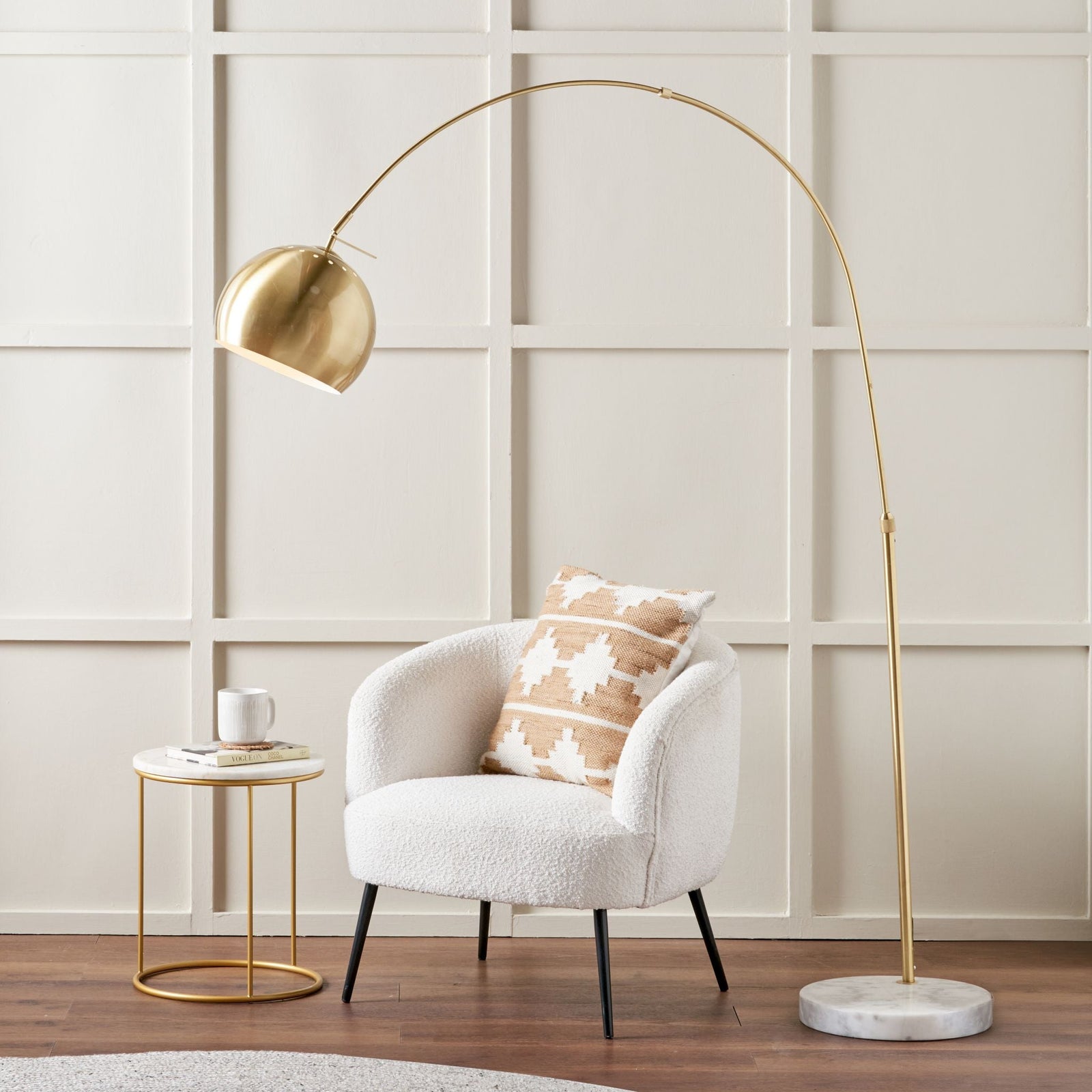 Feliciani Brushed Brass Marble Floor Lamp - Feliciani Brushed Brass Marble Floor Lamp