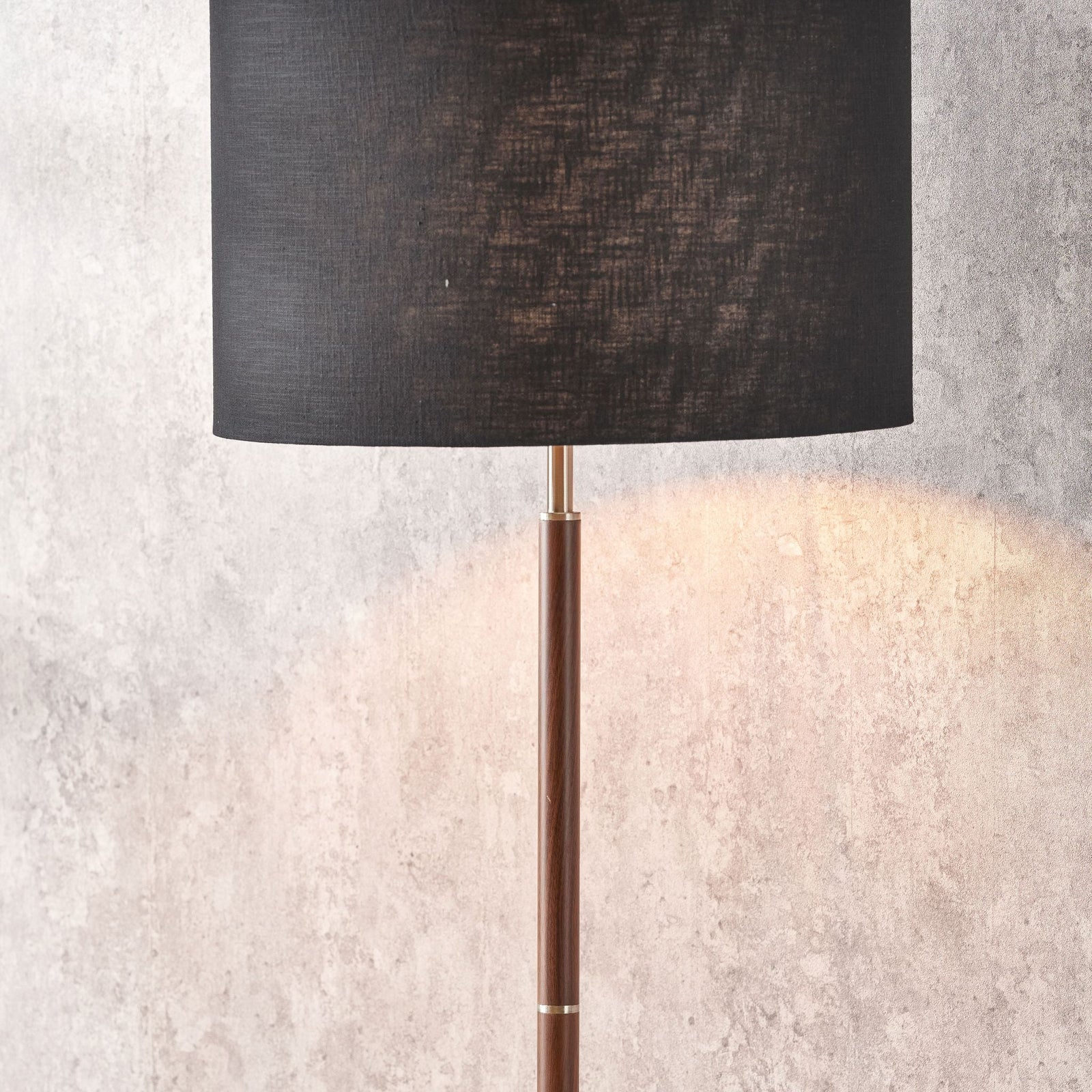 Gianni Brushed Silver and Wood Effect Floor Lamp - Gianni Brushed Silver and Wood Effect Floor Lamp
