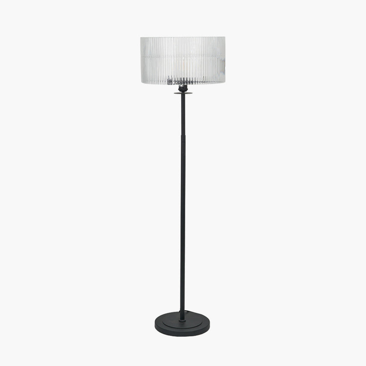 Clara Ribbed Glass Black Metal Round Floor Lamp - Clara Ribbed Glass Black Metal Round Floor Lamp