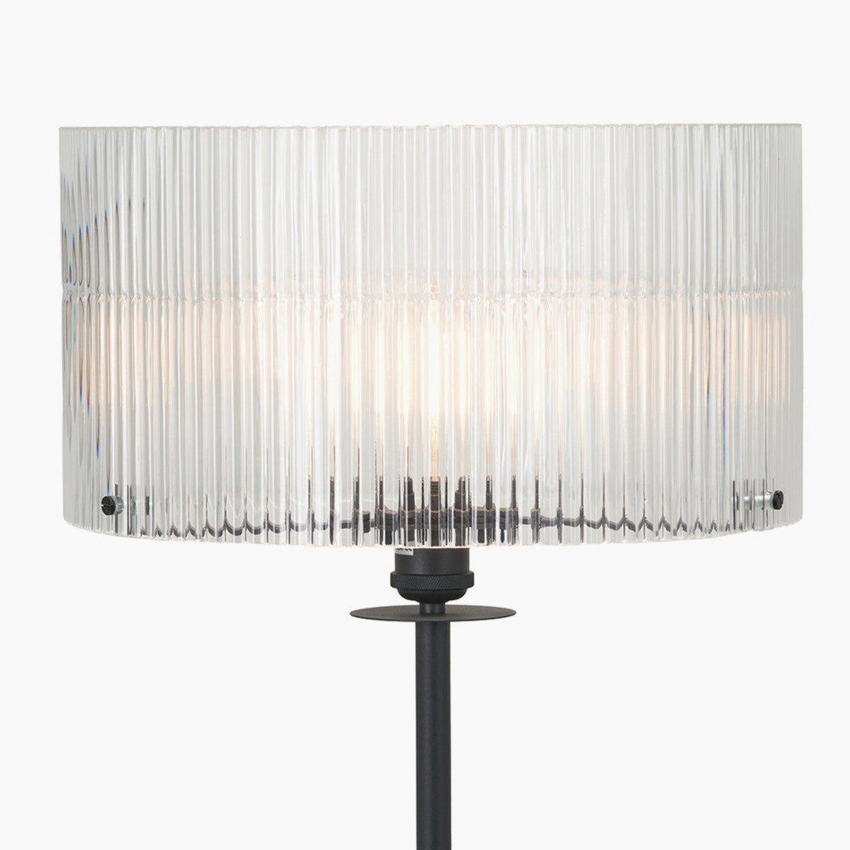 Clara Ribbed Glass Black Metal Round Floor Lamp - Clara Ribbed Glass Black Metal Round Floor Lamp