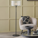 Clara Ribbed Glass Black Metal Round Floor Lamp