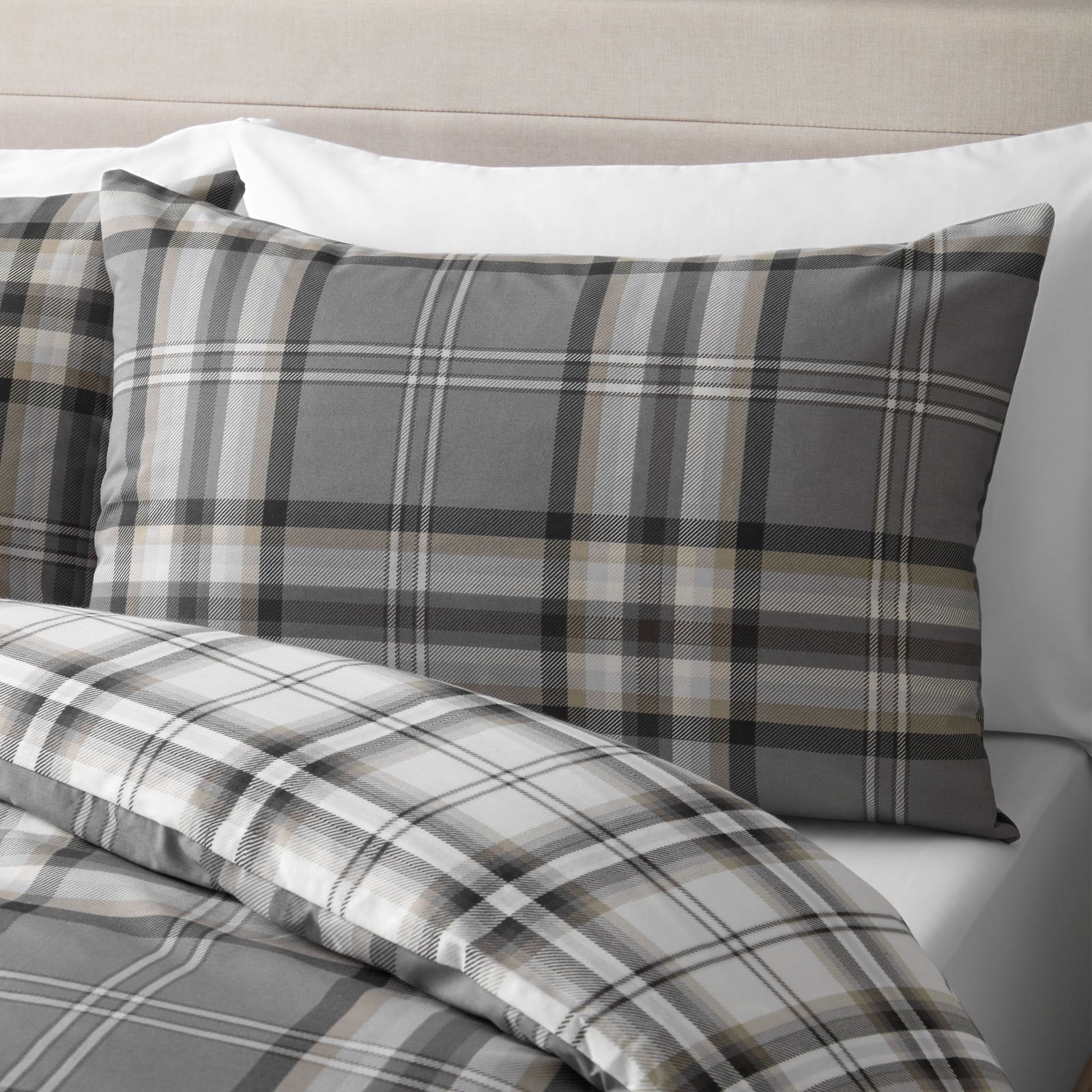 Kelso Check Charcoal Duvet Set Sterling Home 4