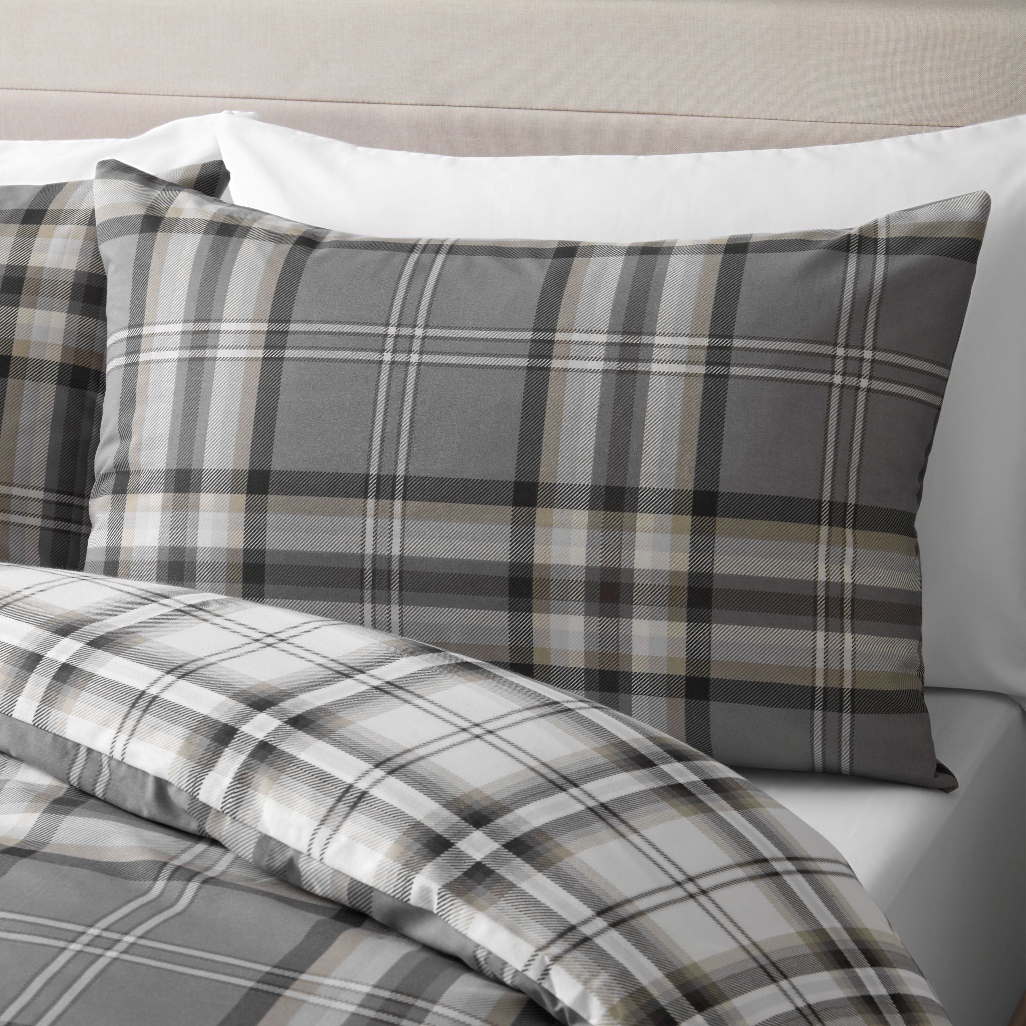 Kelso Check Charcoal Duvet Set Sterling Home 3