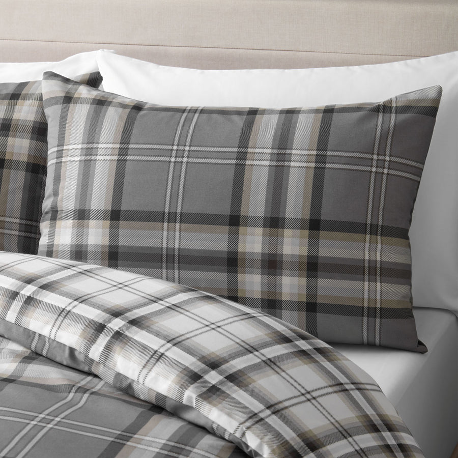 Kelso Check Grey Duvet Set - Kelso Check Charcoal Duvet Set Sterling Home 2