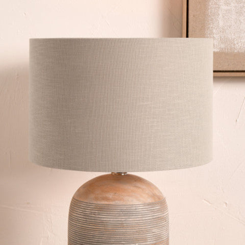 Grey Linen Lampshade - DISC DHD ONLY 40cm Grey Self Lined Linen Drum Shade (SHADE5) Sterling Home 1