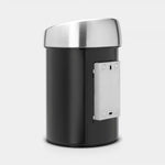 Brabantia Touch Bin Matt Black With Steel Lid 3L - Touch Bin 3L Matt Black/Matt Steel Lid Sterling Home 3