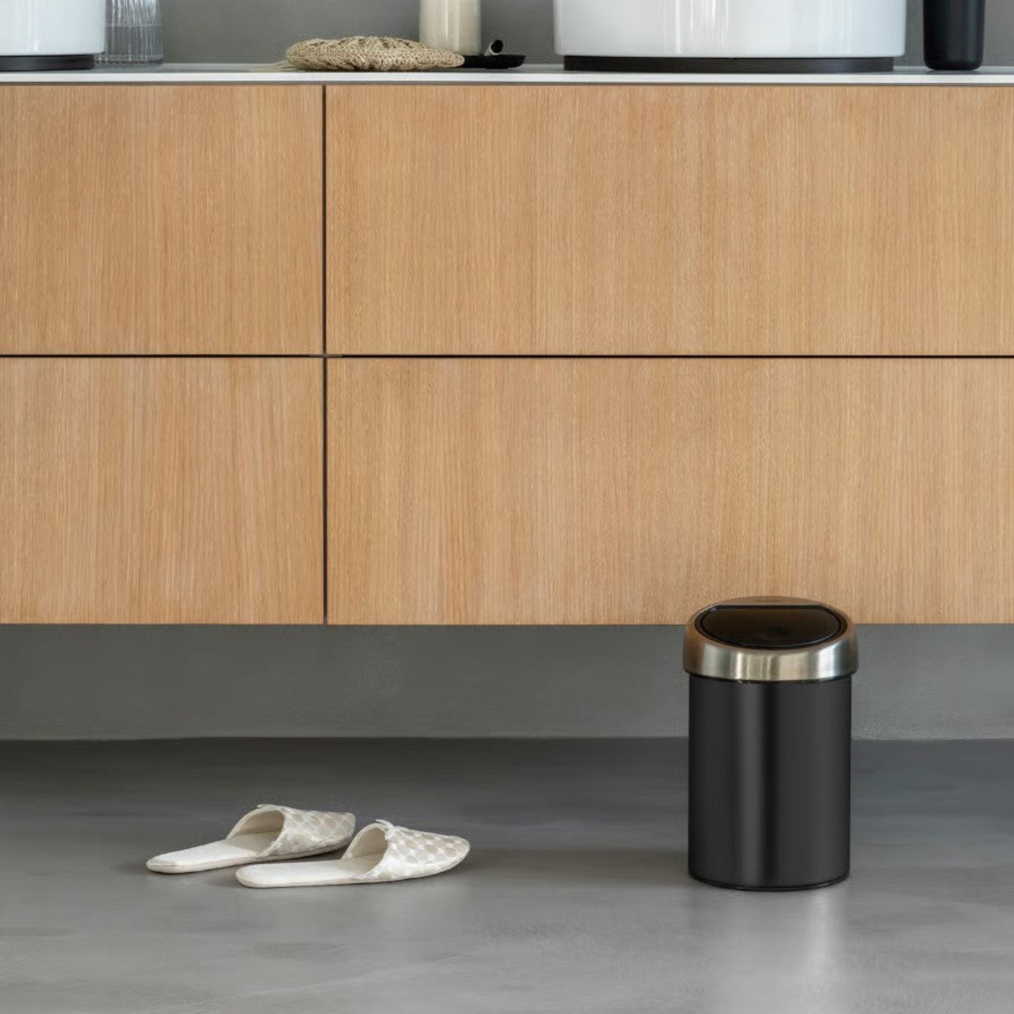 Brabantia Touch Bin Matt Black With Steel Lid 3L - Touch Bin 3L Matt Black/Matt Steel Lid Sterling Home 1