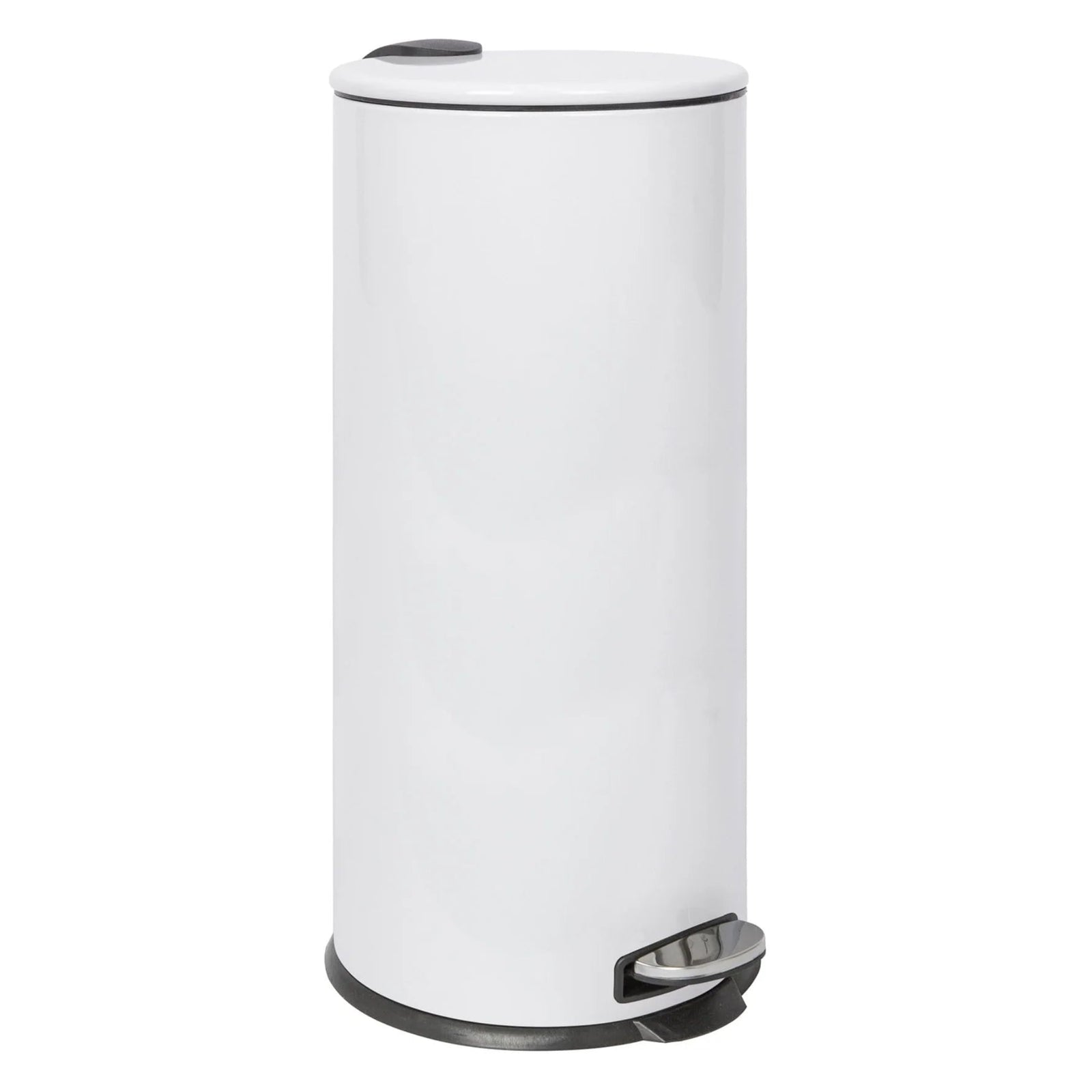 White Round Stainless Steel Kitchen Pedal Bin - Round Pedal Bin White 30L Sterling Home 1