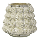 Antique Glass Tealight Holder With White Beads - Antique Glass Tealight Holder With White Beads Sterling Home 1