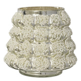 Antique Glass Tealight Holder With White Beads