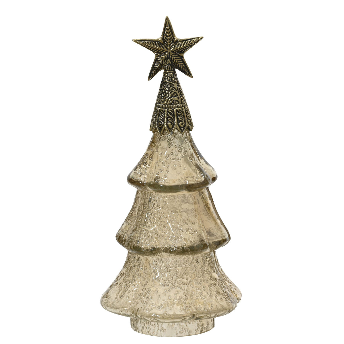 Dotted Texture Glass Tree With Aluminium Star 36CM - Dotted Texutre Glass Tree With Aluminium Star 36CM Sterling Home 1