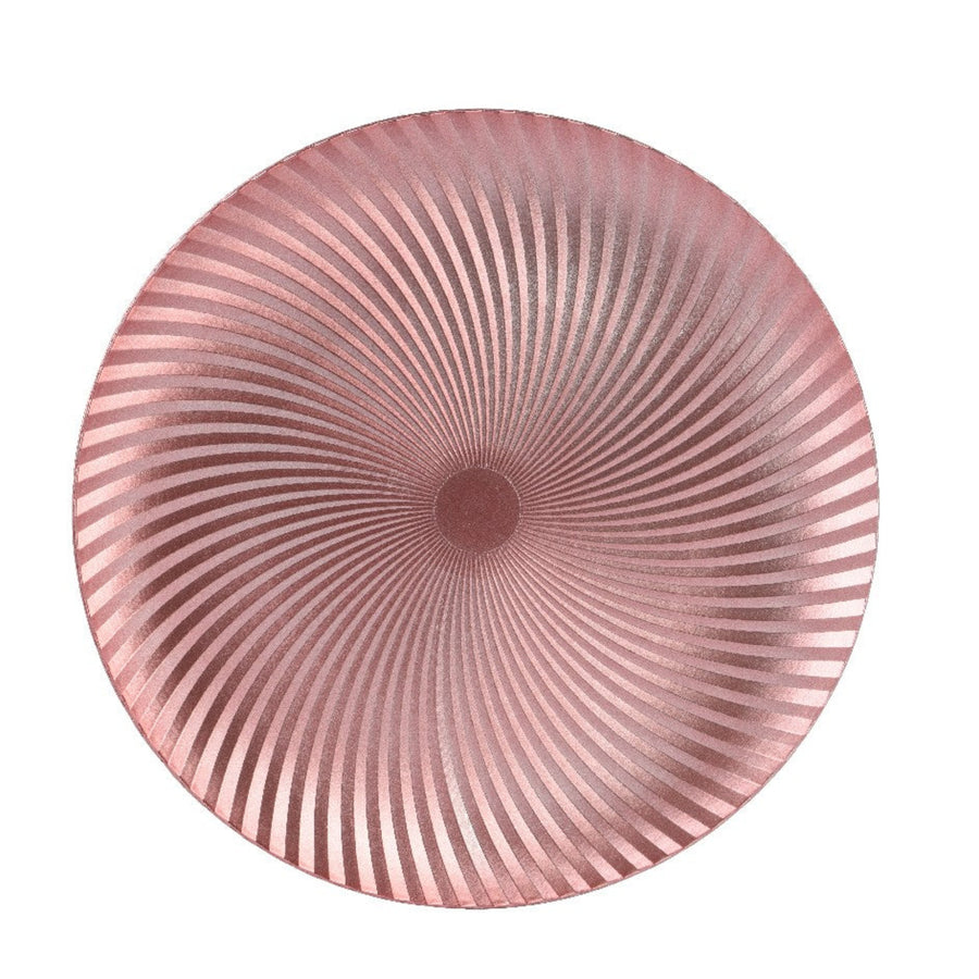 Metalic Spin Charger Plate Champange Pink - Deco Plate Round Metalic Spin Pattern Pink 33CM Sterling Home 1