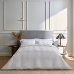 Serra Dobby Stripe White Duvet Cover Set - Serra Dobby Stripe White Cover Set D/B White