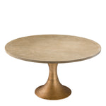 Eichholtz Melchior Round Dining Table Washed Oak Veneer / Brushed Brass Finish - Round Dining Table Washed Oak Veneer / Brushed Brass Finish Dining Tables Sterling Home 3