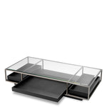 Eichholtz Roxton Coffee Table Brushed Steel Finish Clear Glass Black Veneer - Coffee Table Brushed Steel Finish Clear Glass Black Veneer Side Tables Sterling Home 3