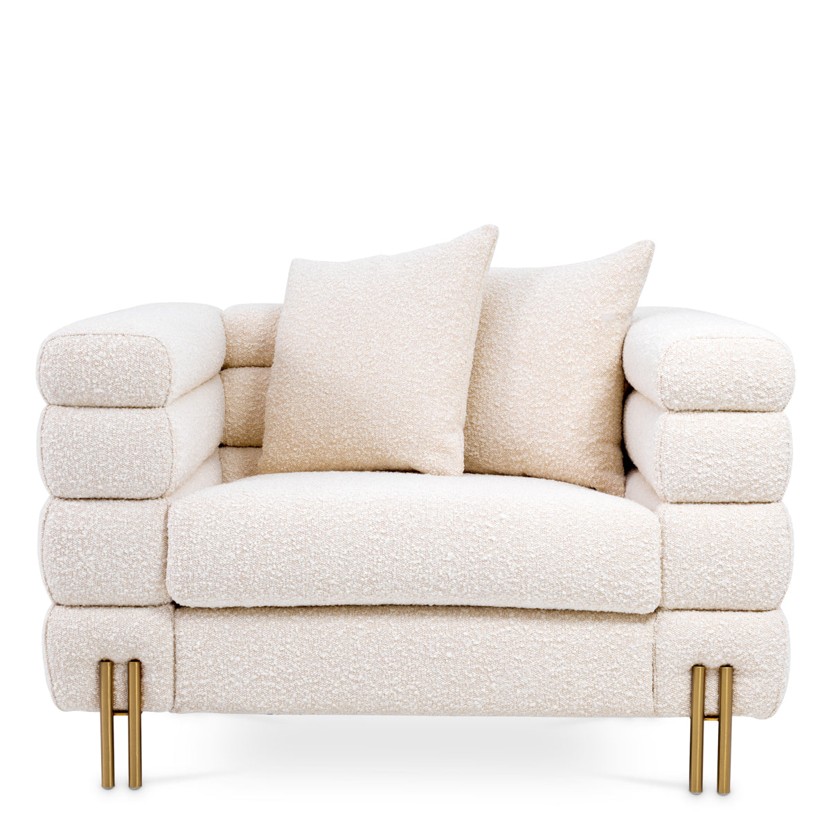 Eichholtz York Armchair Boucle Cream Brushed Brass Legs - Armchair Boucle Cream Armchairs Sterling Home 3
