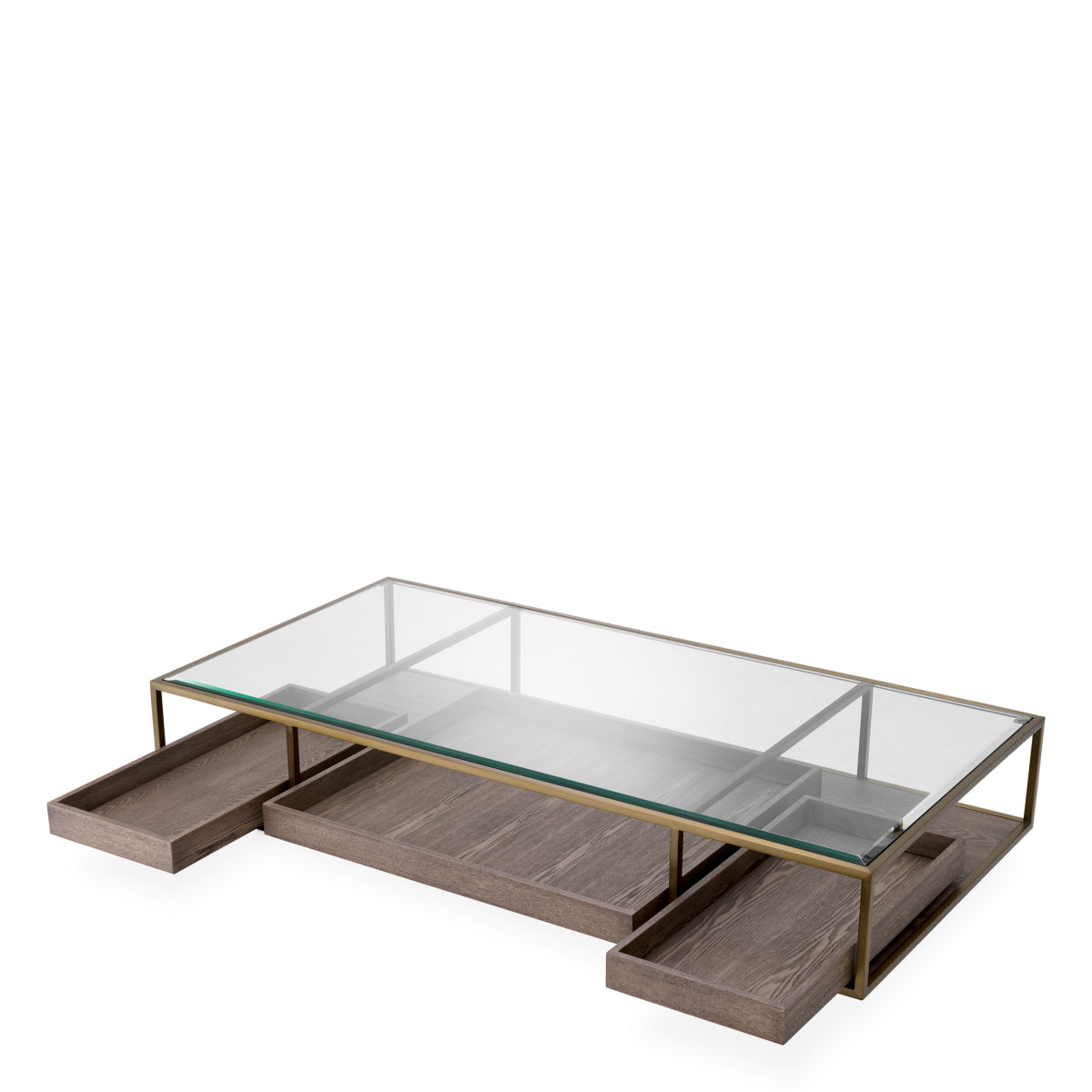 Eichholtz Roxton Coffee Table Brushed Brass Finish Clear Glass Grey Veneer - Coffee Table Brushed Brass Finish Clear Glass Grey Veneer Side Tables Sterling Home 3