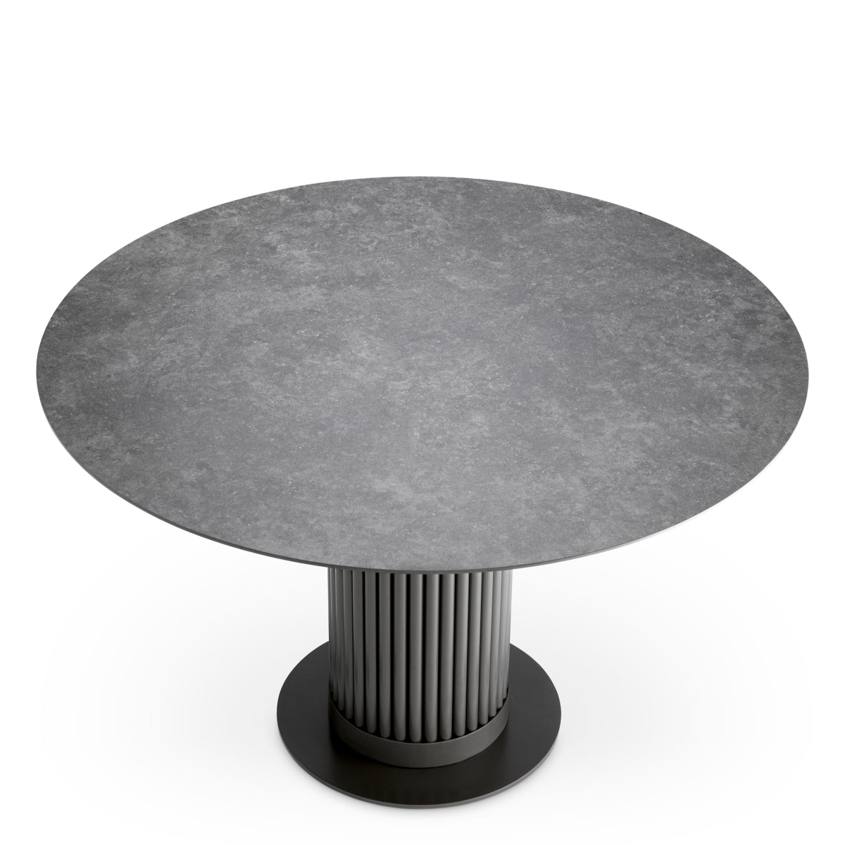 Eichholtz Volterra Round Dining Table Bronze Finish Grey Ceramic Top - Round Dining Table Bronze Finish Grey Ceramic Top Dining Tables Sterling Home 3