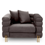 Eichholtz York Armchair Savona Grey Velvet Brushed Brass Legs - Armchair Savona Grey Velvet Armchairs Sterling Home 3