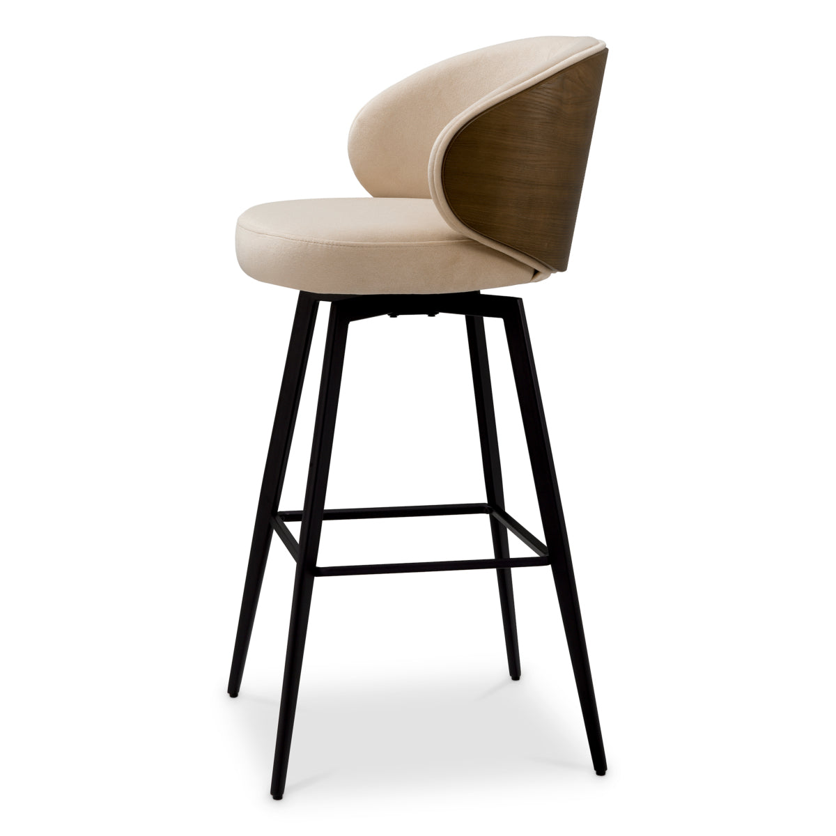 Eichholtz Swivel Bar Stool Sabino Beige Walnut Finish Back - Swivel Bar Stool Sabino Beige Walnut Finish Back Dining Chair Sterling Home 3