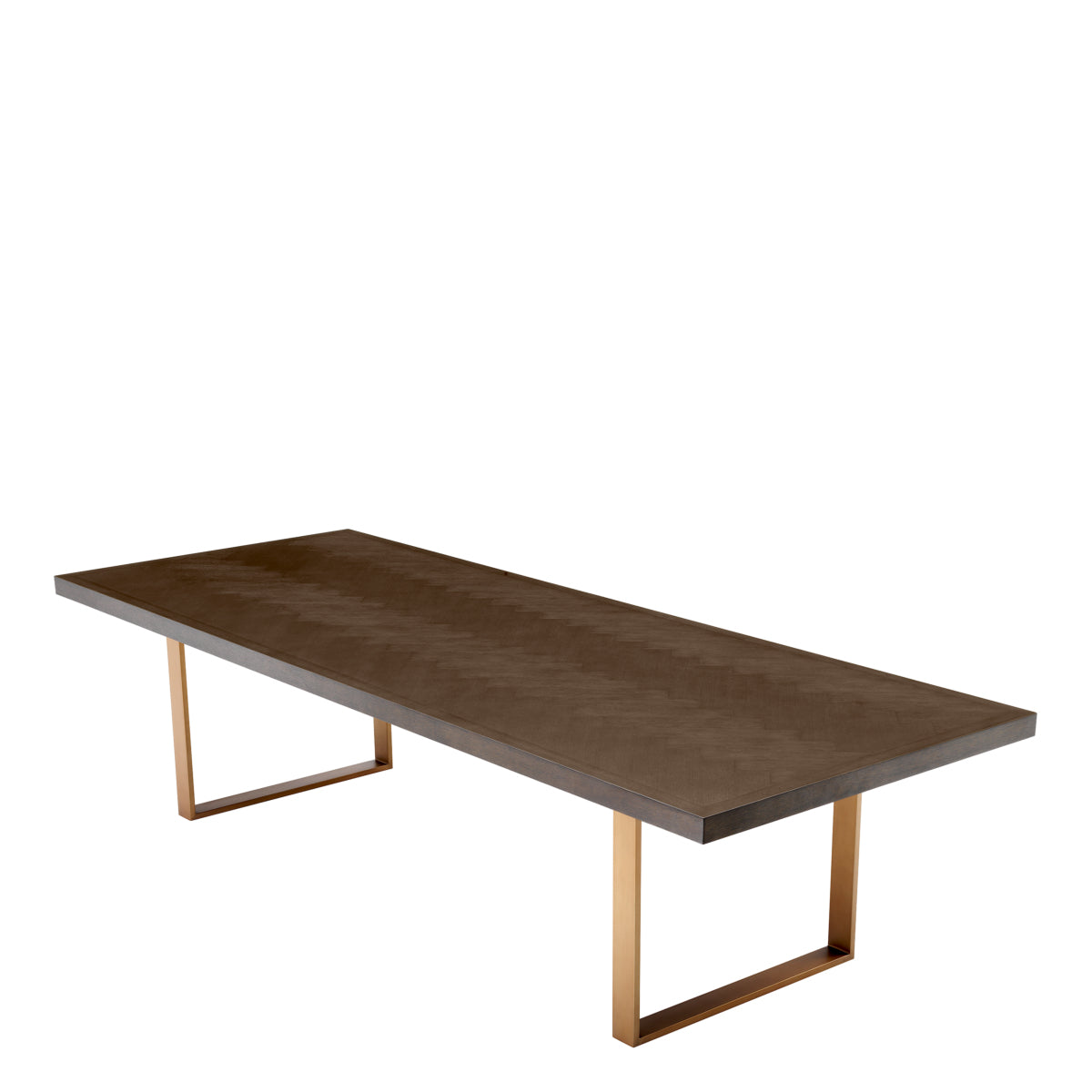 Eichholtz Melchior Dining Table 300cmBrown Oak Veneer / Brushed Brass Finish - Dining Table 300cm Brown Oak Veneer / Brushed Brass Finish Dining Tables Sterling Home 3