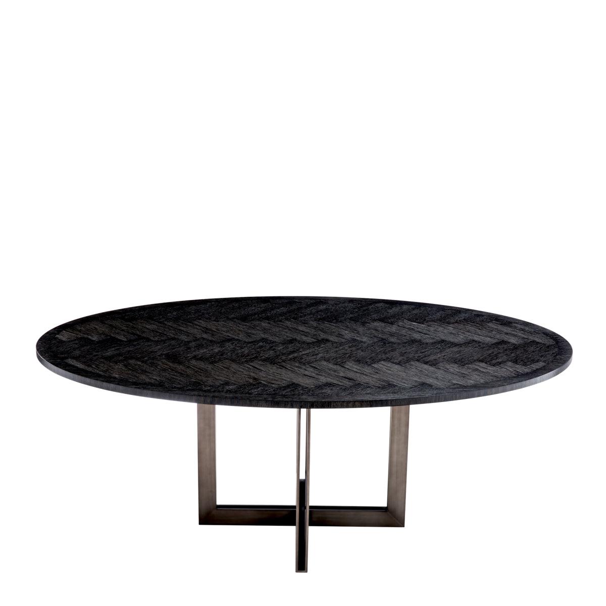 Eichholtz Melchior Oval Dining Table Charcoal Oak Veneer / Bronze Finish - Oval Dining Table Charcoal Oak Veneer / Bronze Finish. Dining Tables Sterling Home 3