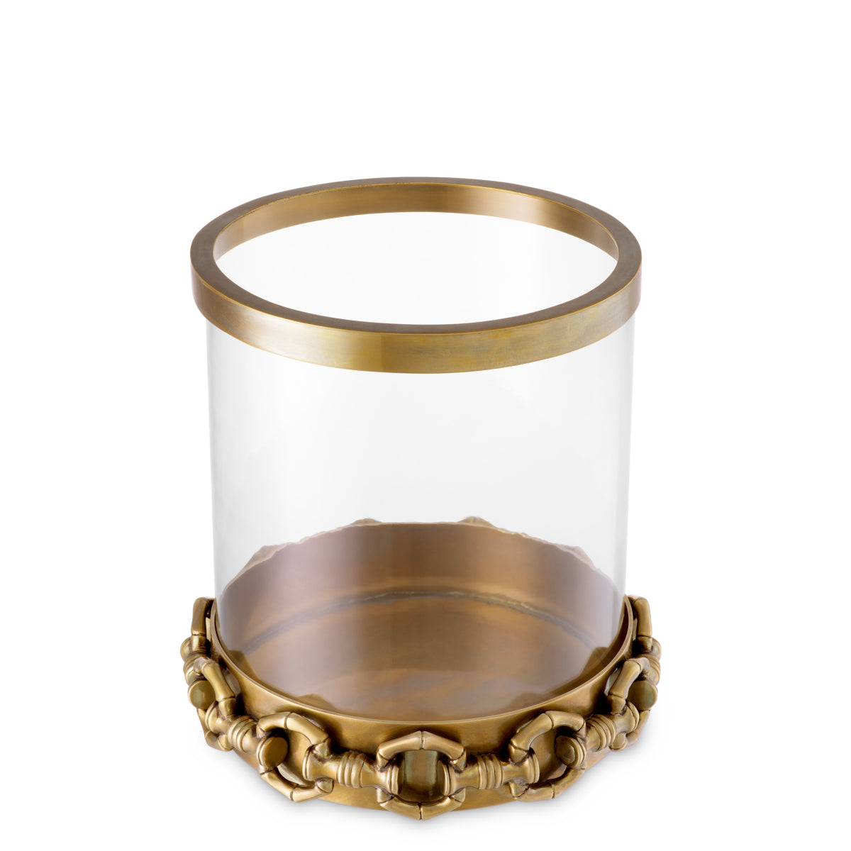 Eichholtz Clementine Small Hurricane Vintage Brass Finish Clear Glass - Clementine S Hurricane Vintage Brass Finish Clear Glass Accessories Sterling Home 3