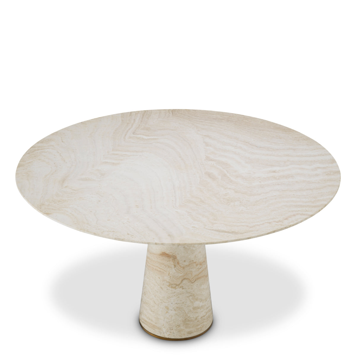 Eichholtz Genova Round Dining Table Travertine Brushed Brass Finish - Round Dining Table Travertine Brushed Brass Finish Dining Tables Sterling Home 3