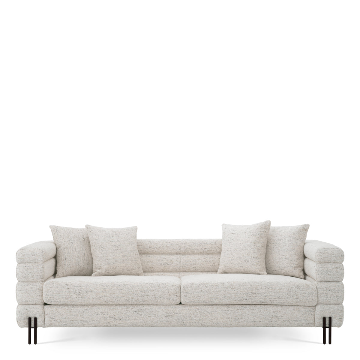 Eichholtz York 3 Seater Sofa Seashell Off-White Bronze Finish - 3 Seater Sofa Seashell Off-White Armchairs Sterling Home 3