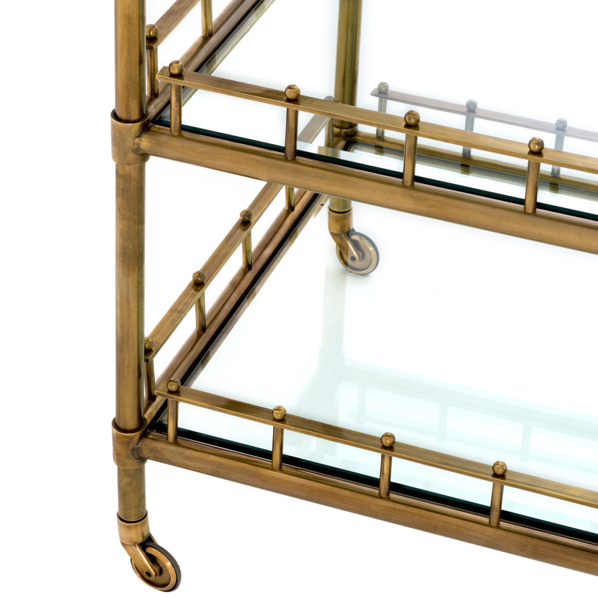 Eichholtz Scarlett Trolley Vintage Brass Finish Clear Bevelled Glass - Trolley Vintage Brass Finish Clear Bevelled Glass Accessories Sterling Home 3