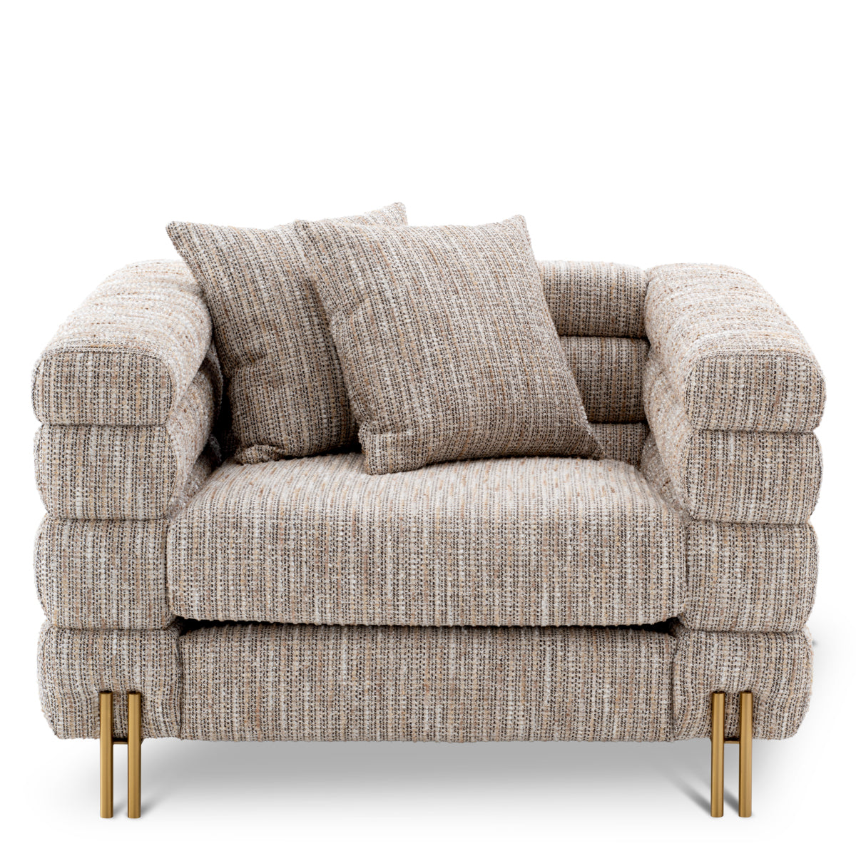 Eichholtz York Armchair Mademoiselle Beige Brushed Brass Legs - Armchair Mademoiselle Beige Armchairs Sterling Home 3