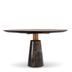 Eichholtz Genova Round Dining Table Grey Marble Mocha Straight Oak Veneer Brushed Brass Finish - Round Dining Table Grey Marble Mocha Straight Oak Veneer Brushed Brass Finish Dining Tables Sterling Home 4