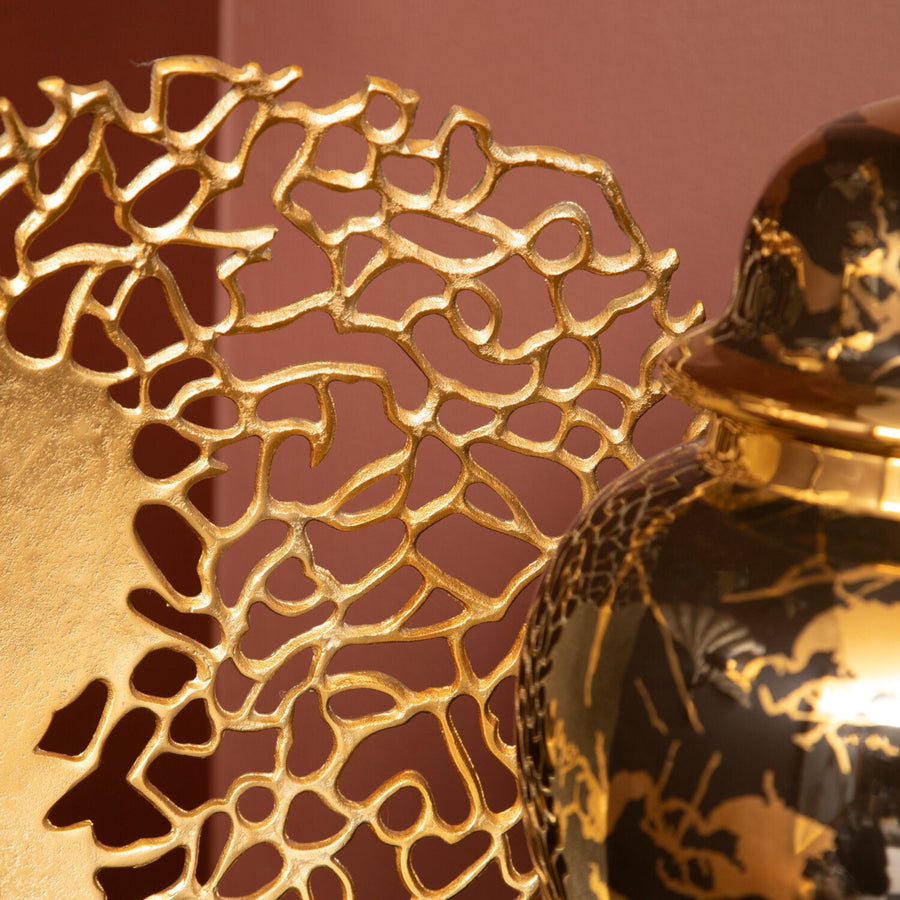 Daito Black and Gold Finish Round Sculpture - Daito Black and Gold Finish Round Sculpture Sterling Home 2