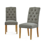 Navarre Pair of Grey Buttonback Dining Chairs