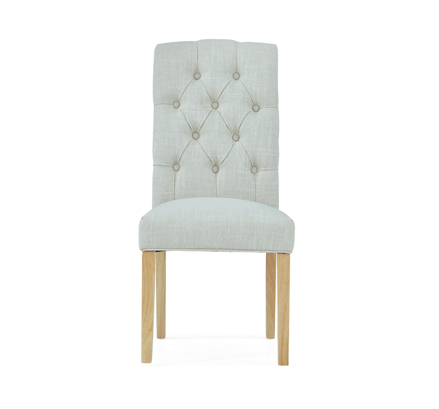 Navarre Pair of Natural Buttonback Dining Chairs - Button Back Dining Chair - Pair Natural Sterling Home 2