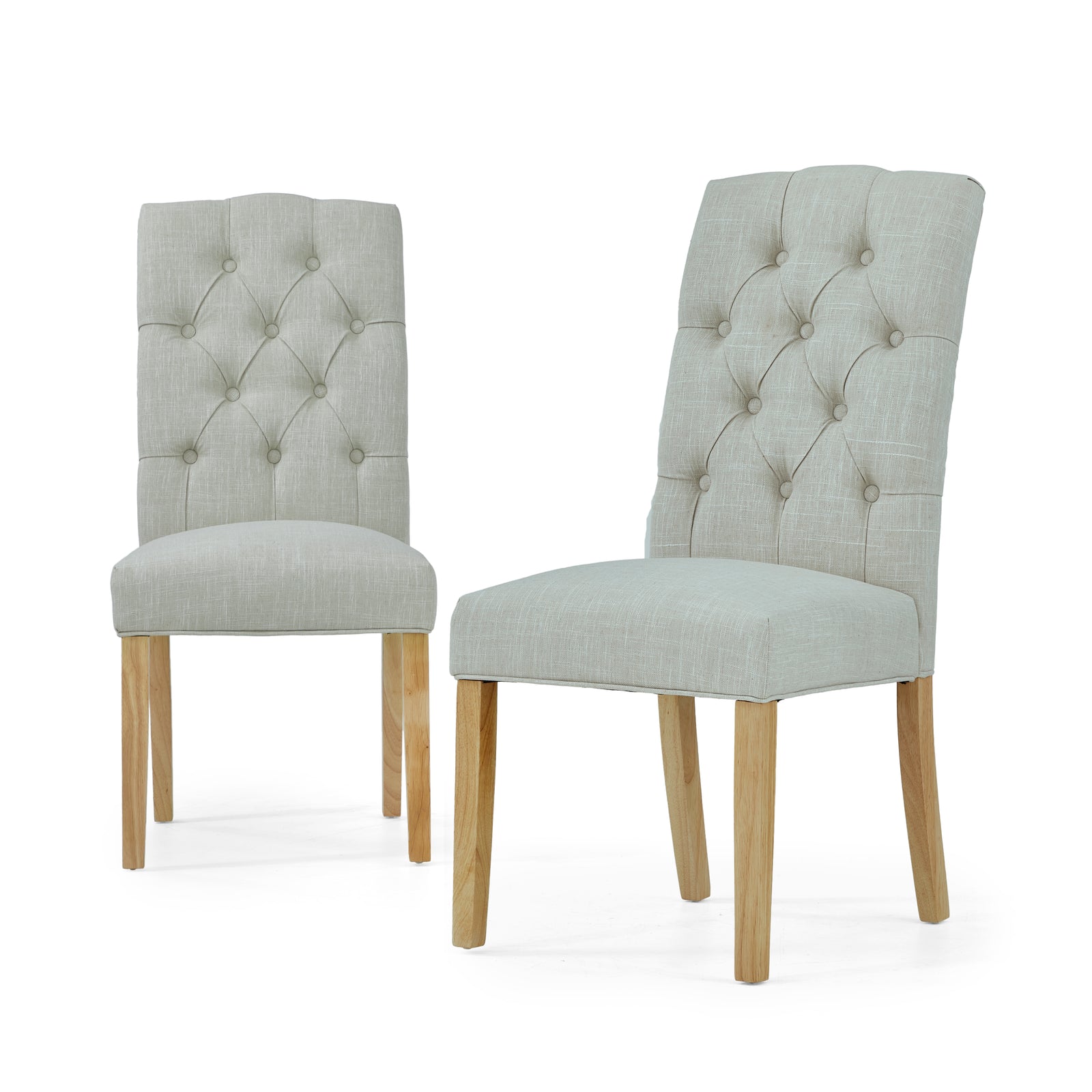Navarre Pair of Natural Buttonback Dining Chairs - Button Back Dining Chair - Pair Natural Sterling Home 1