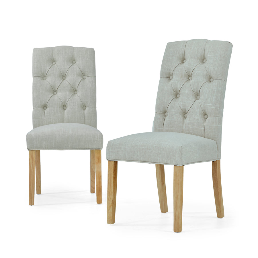 Navarre Pair of Natural Buttonback Dining Chairs - Button Back Dining Chair - Pair Natural Sterling Home 1
