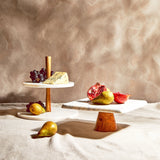 Monzaro White Marble And Acacia Wood Cake Stand