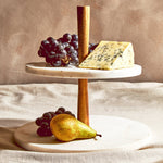 Monzaro Two Tier Marble and Acacia Wood Cake Stand - Monzaro Two Tier Marble and Acacia Wood Cake Stand Sterling Home 1